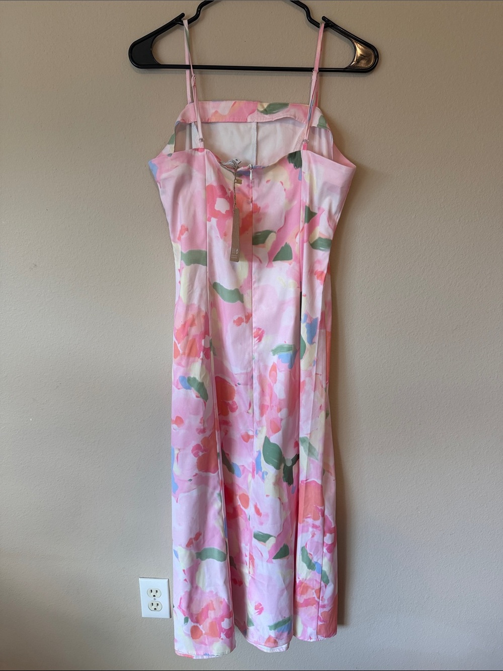RIHOAS Pastel Watercolor Floral Midi Dress in Pink, Green and Coral - Picture 6 of 6